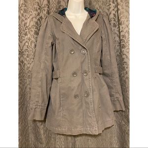 Roxy Grey Button Down Winter Coat Size Medium